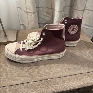 Converse Women's High-Top Sneakers - Burgundy and Cream